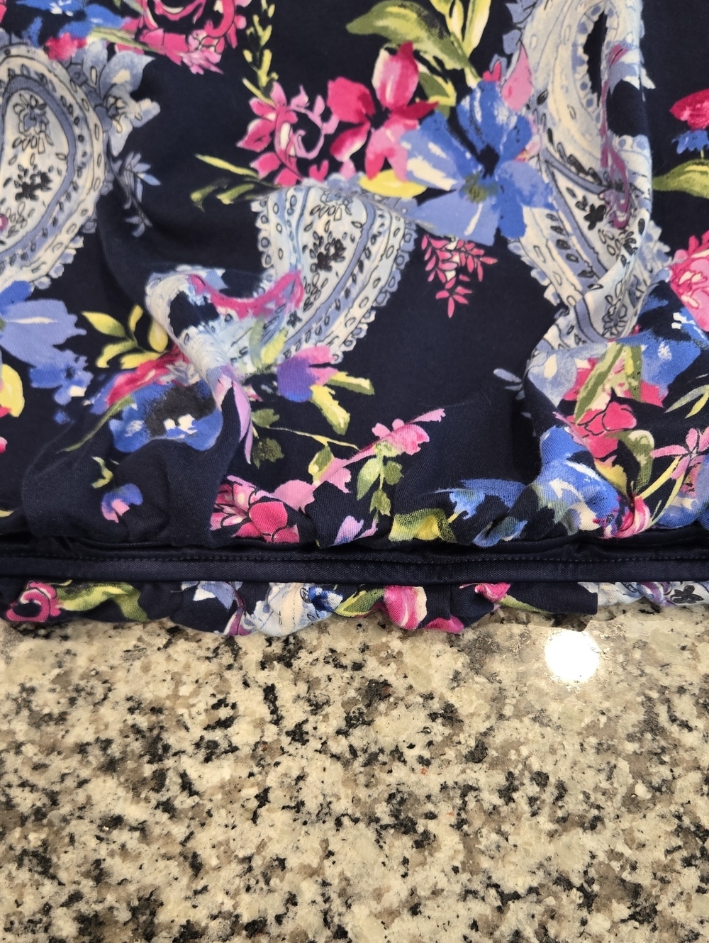 CHICO'S PAISLEY PINTUCK BUBBLE HEM TOP. SIZE 2 = LARGE. BLUE/ PINK. - Picture 10 of 12